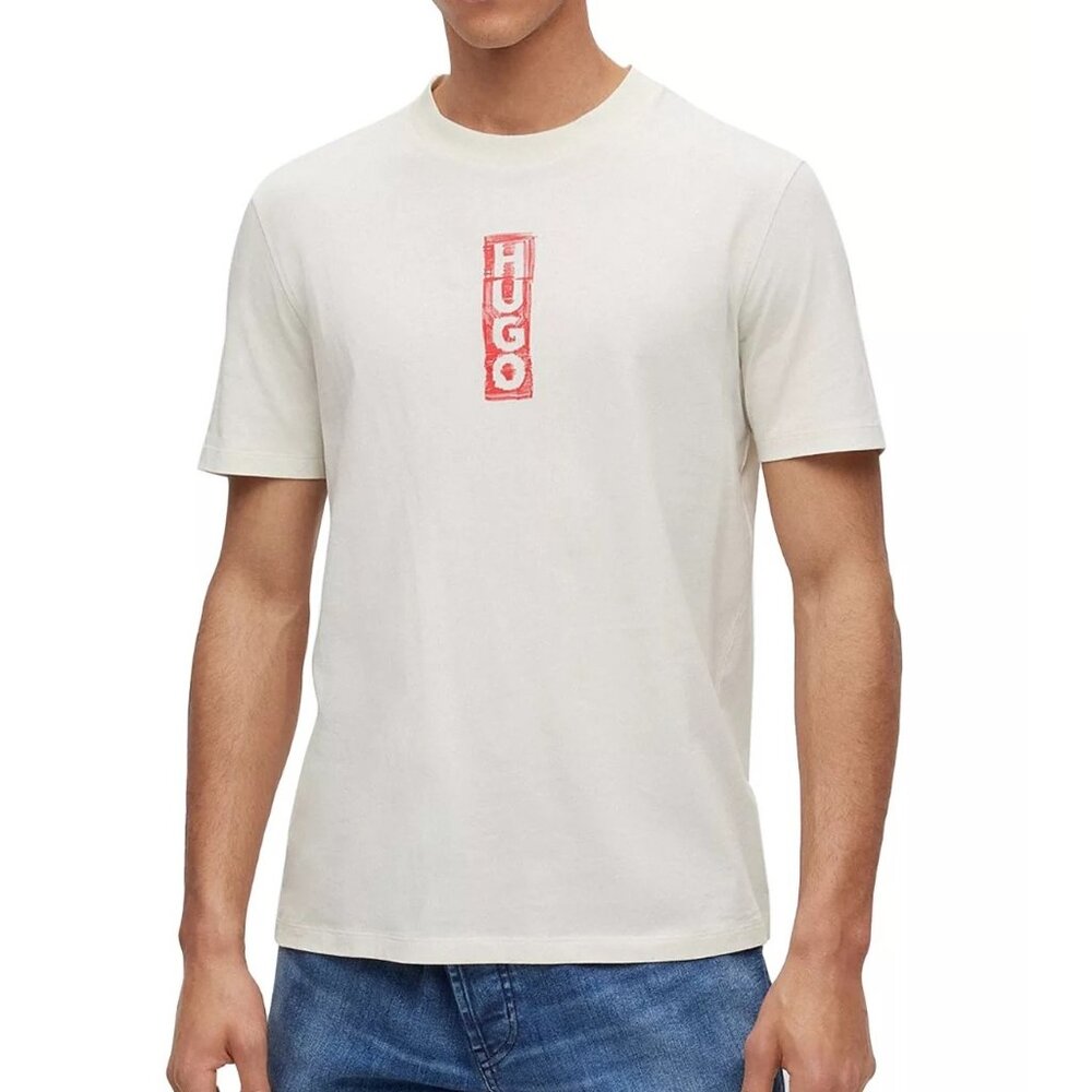 Hugo Boss Men's HUGO Dalbula HUGO Logo Graphic SS Crew T-Shirt Lt Pastel Green